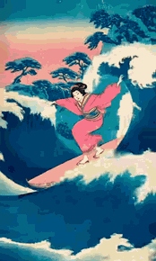 Graphical abstract: an animated illustration of a figure surfing across large ocean waves